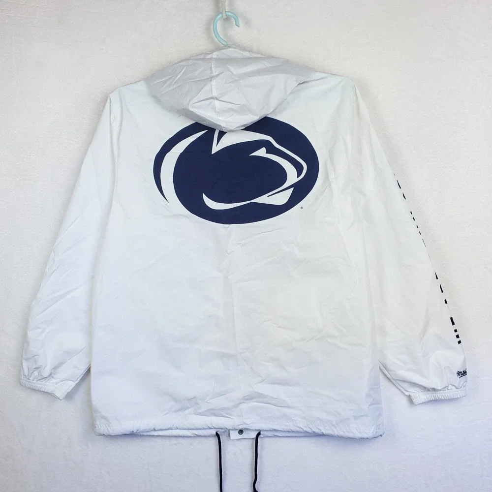 Penn State Nittany Lions Mitchell & Ness NCAA Large Windbreaker Jacket White NWT